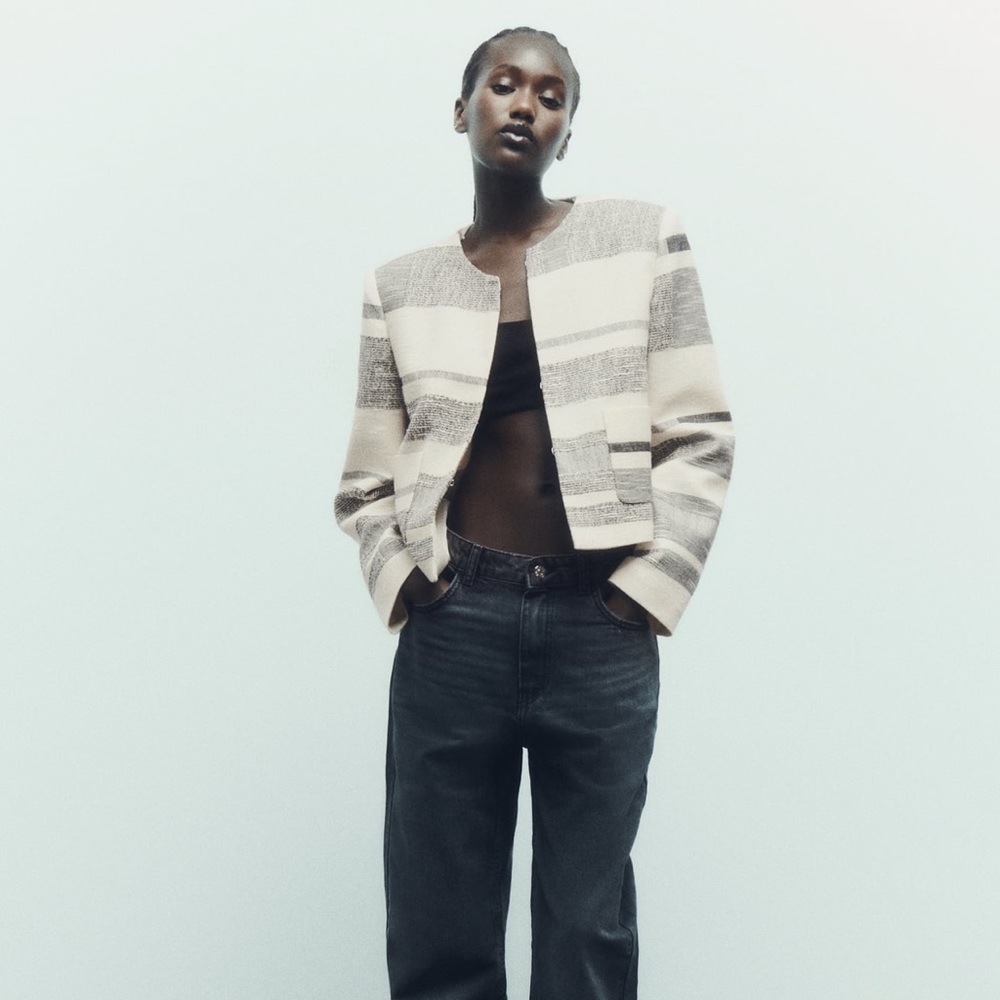 Structured striped jacket